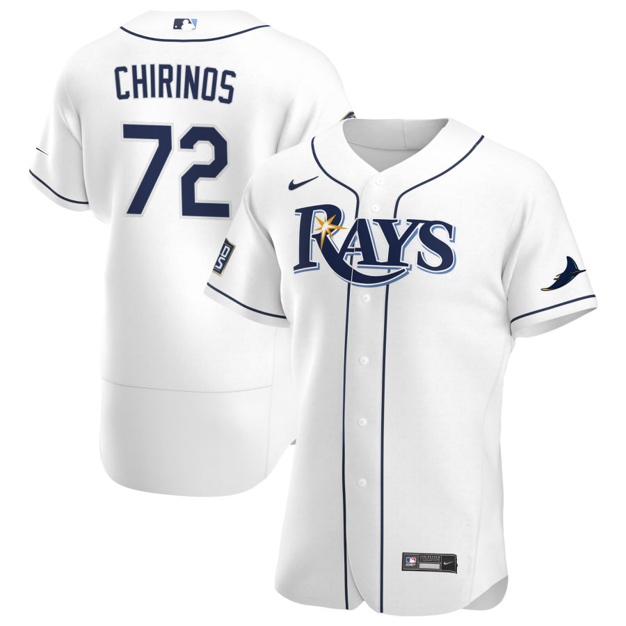 Tampa Bay Rays #72 Yonny Chirinos Men Nike White Home 2020 World Series Bound Authentic Player MLB Jersey